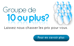 Groupe de 10 ou plus? Laissez-nous chasser les prix pour vous.